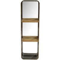 Wandspiegel Eckig Bxh: 18x120 Cm Metall/glas Mit Ablage - Messingfarben/Naturfarben, Basics, Glas/Holzwerkstoff (36/18/120cm)