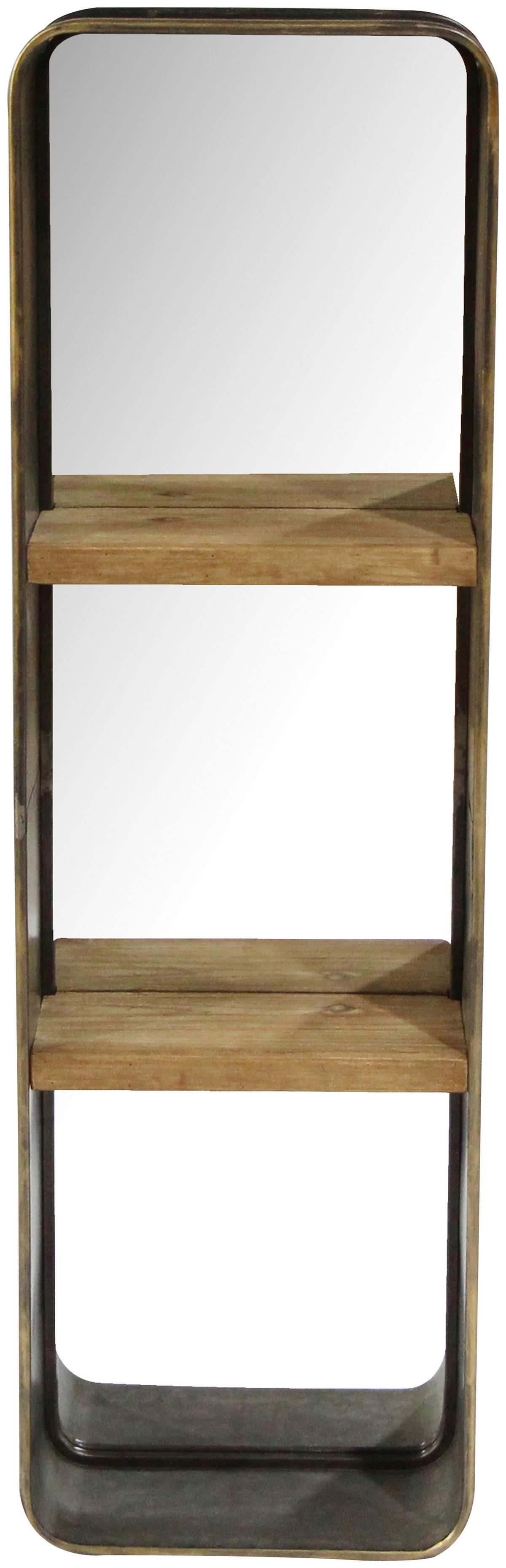 Wandspiegel Eckig Bxh: 18x120 Cm Metall/glas Mit Ablage - Messingfarben/Naturfarben, Basics, Glas/Holzwerkstoff (36/18/120cm)
