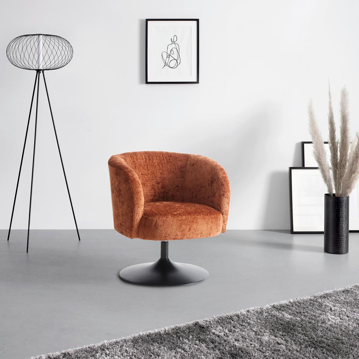 Otočná stolička GIRO, terakotová ženilka, max.120 kg - čierna/terakota, Modern, kov/textil (67/68/73cm) - Premium Living