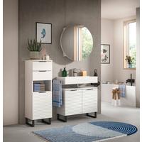Badezimmer Riff Weiß B: 105 cm - Schwarz/Weiß, MODERN, Holzwerkstoff (105cm) - MID.YOU