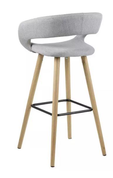 Barhocker Grace Hellgrau/eiche B: 55cm - Eichefarben/Hellgrau, Basics, Holz/Textil (55/98/46,5cm)