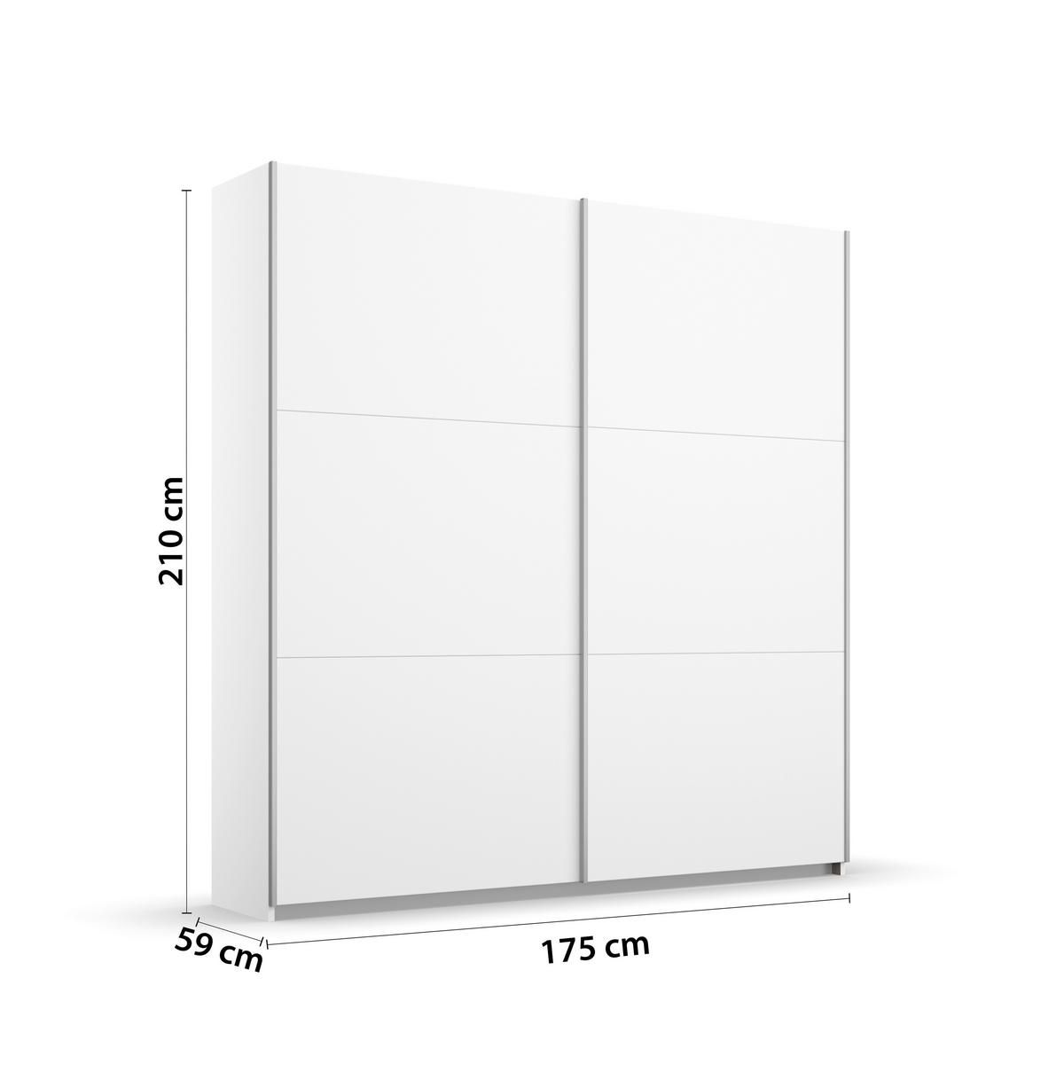 Skriňa s posuvnými dverami OSLO, šírka 175 cm - biela/hliníková, Konventionell, kov/kompozitné drevo (175/210/59cm) - Mömax