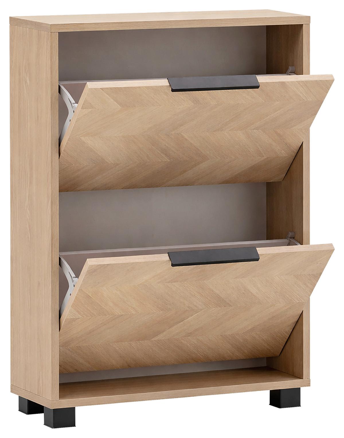 Schuhkipper Piazza Eichefarben B: 59,8 cm - Eichefarben/Schwarz, Design, Holzwerkstoff (59,8/85,7/19,55cm) - MID.YOU