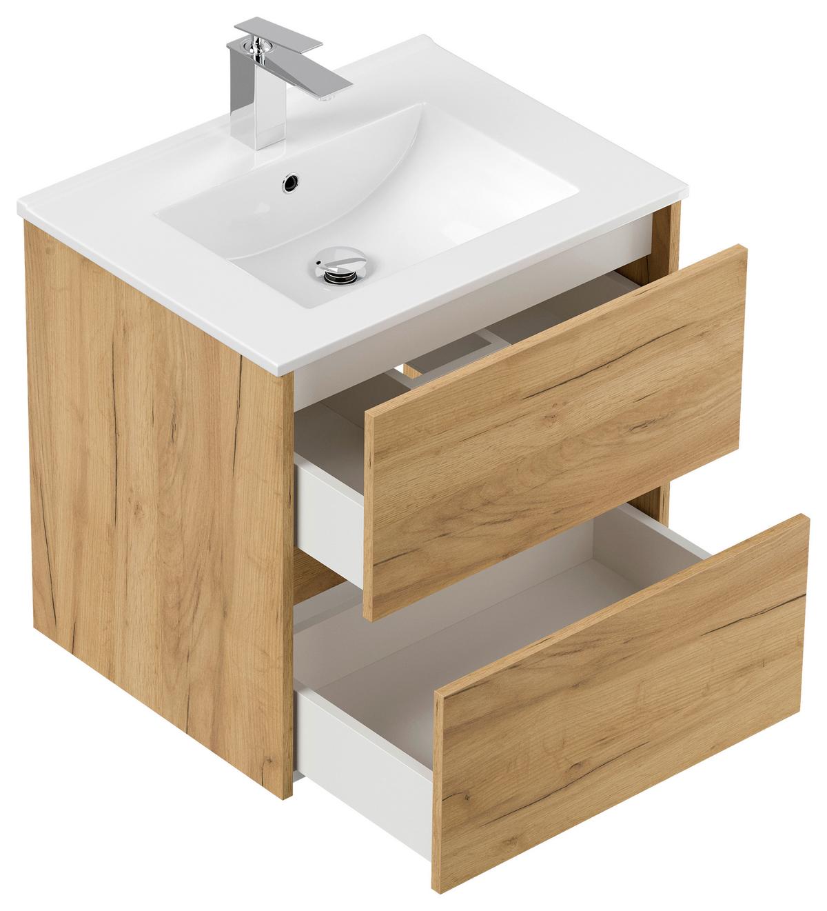 Badezimmer Limes Eichefarben B: 60cm - Eichefarben/Weiß, Basics, Keramik/Holzwerkstoff (60cm) - MID.YOU