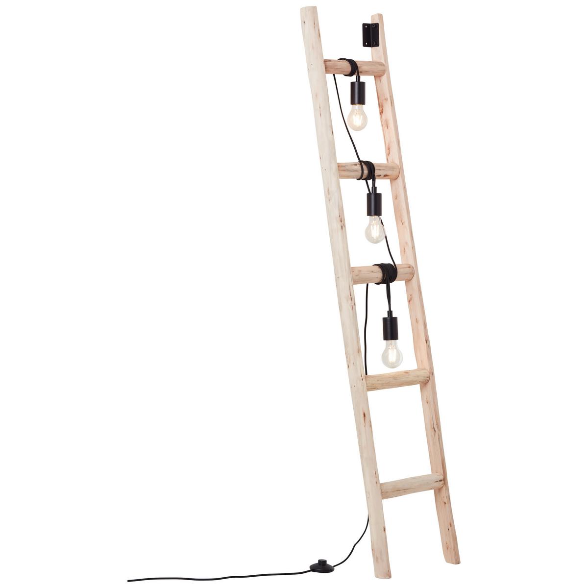 Stehlampe Holz Ladder Schwarz/Braun mit Fußschalter - Schwarz/Braun, LIFESTYLE, Holz/Metall (32/157,5/32cm) - Brilliant