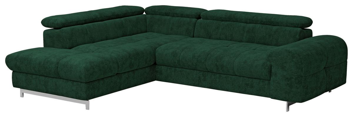 Ecksofa Mit Schlaffunktion Cloud + Dunkelgrün - Chromfarben/Dunkelgrün, KONVENTIONELL, Textil (206/257cm) - Livetastic