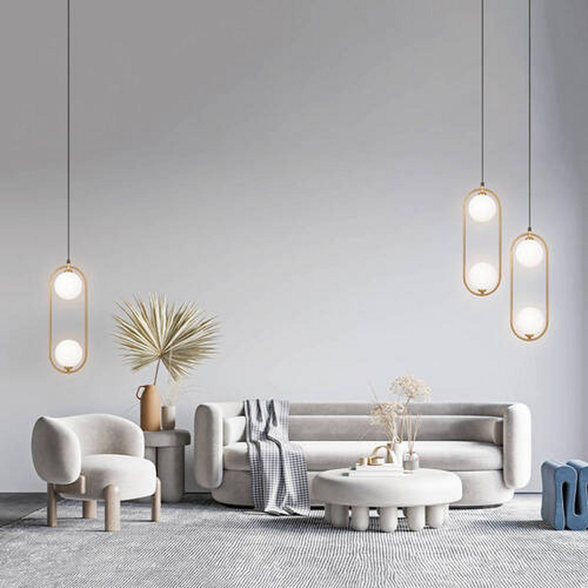 Pendelleuchte Ring - Messingfarben/Weiß, Trend, Glas/Metall (17/12/48cm) - MAYTONI