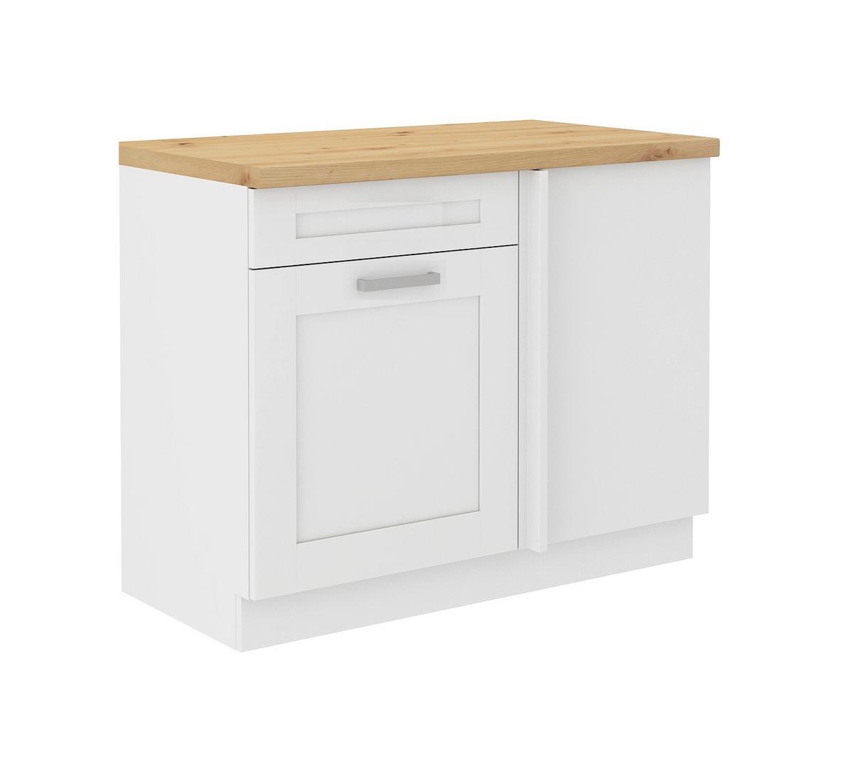 Alsó Sarokszekrény Luisa - fehér, Romantik / Landhaus, faalapú anyag (110/86/60cm)