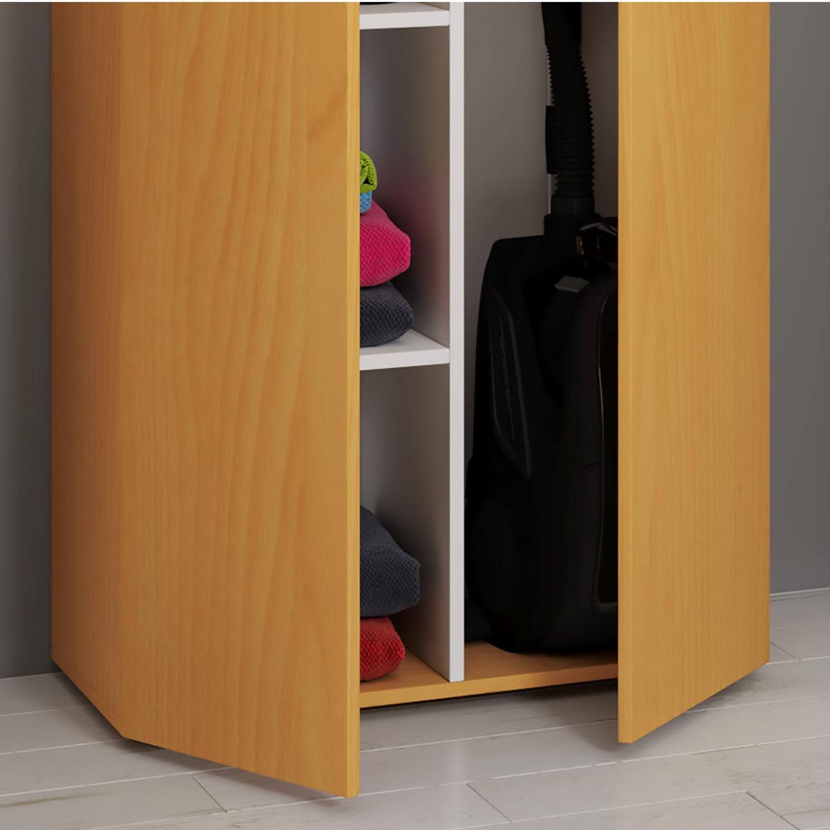Mehrzweckschrank Lona XXL Buche Dekor BxH: 70x223 cm - Buchefarben/Schwarz, MODERN, Holzwerkstoff (70/223/39cm) - MID.YOU