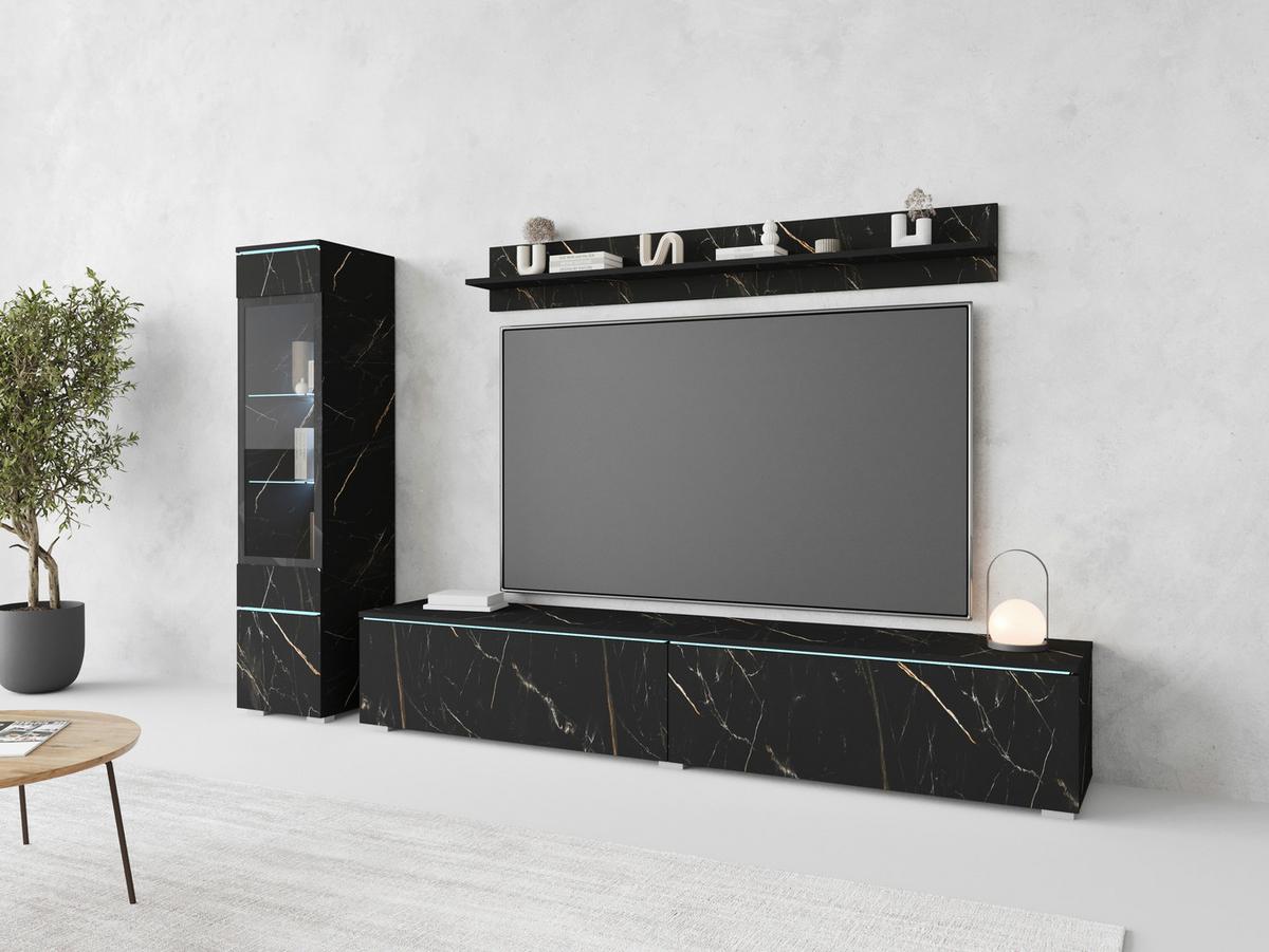 Obývací stěna VERA - šedá/barvy břidlice, Basics, kompozitní dřevo/plast (210/130/33cm) - P & B