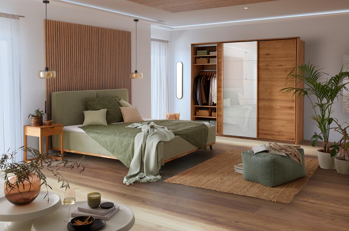 POSTEL EMILY - černá/zelená, Konvenční, kompozitní dřevo/textil (180/200cm) - Premium Living