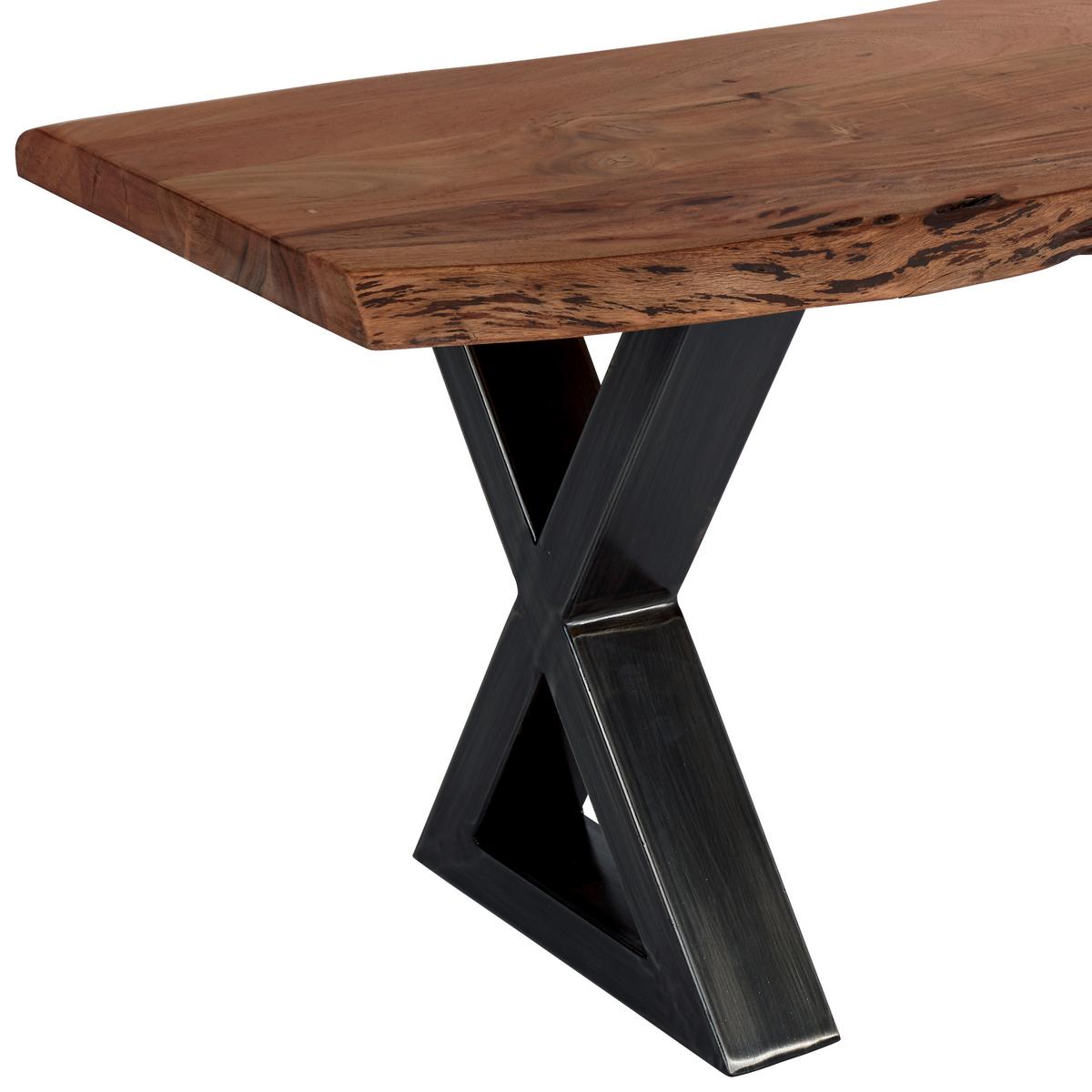 Sitzbank Holz Massiv Akazie / Schwarz Calabria B: 180 Cm - Akaziefarben, MODERN, Holz (180/47/40cm)