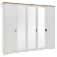 Drehtürenschrank Mit Spiegel 264cm Jasmin, Weiß - Weiß/Eiche Artisan, LIFESTYLE, Holzwerkstoff (264/220/64cm)
