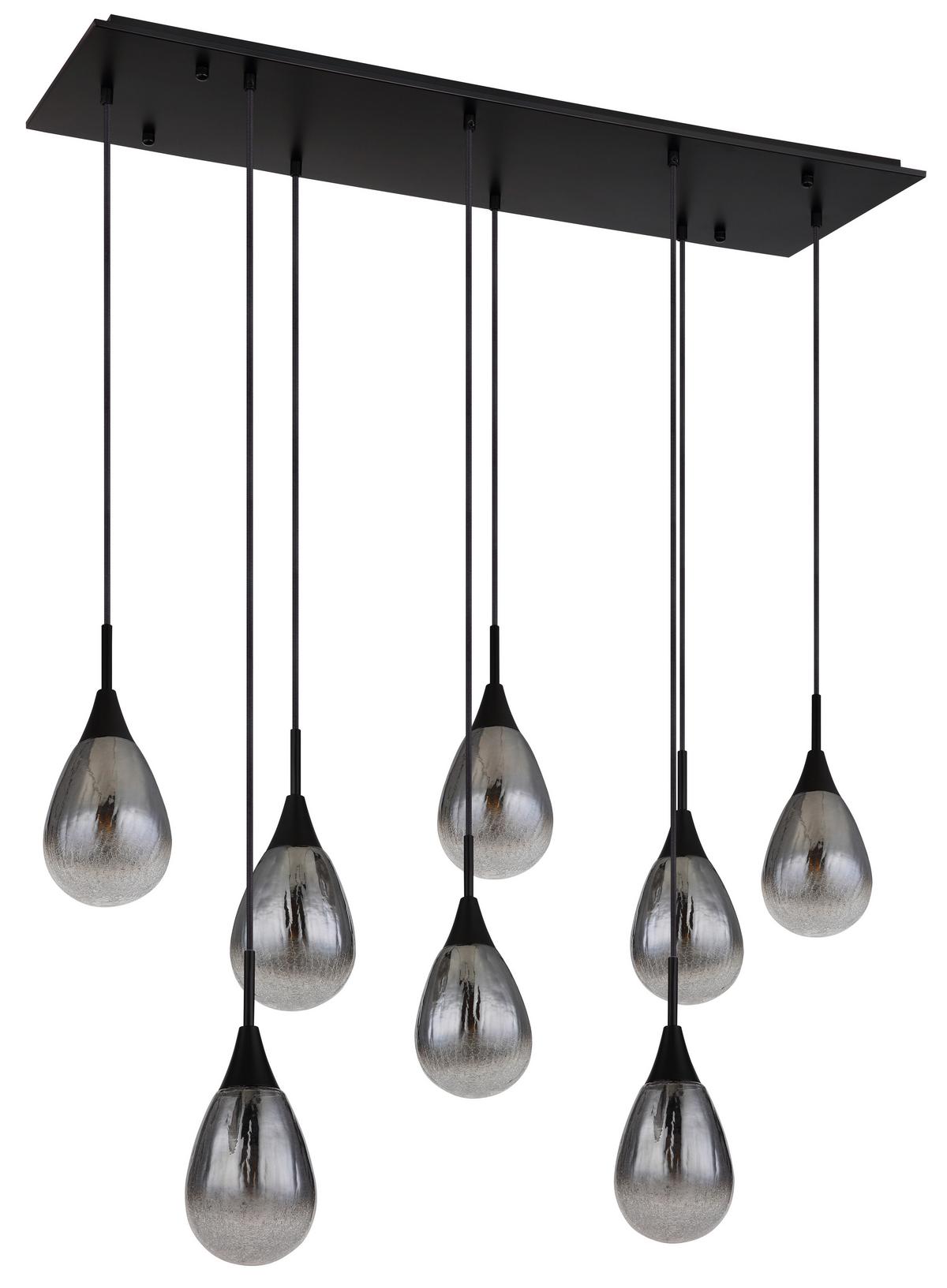 Hängeleuchte 15576-8h - Schwarz/Grau, Design, Glas/Textil (97/34/120cm) - Globo