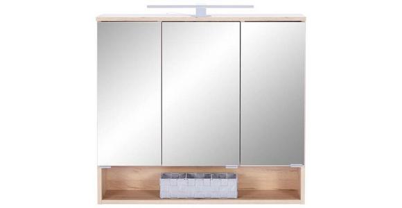 Spiegelschrank Fresh mit Led 3 Türen 80x75x20 cm - Eiche Artisan, KONVENTIONELL, Glas/Holzwerkstoff (80/75/20cm) - Ondega
