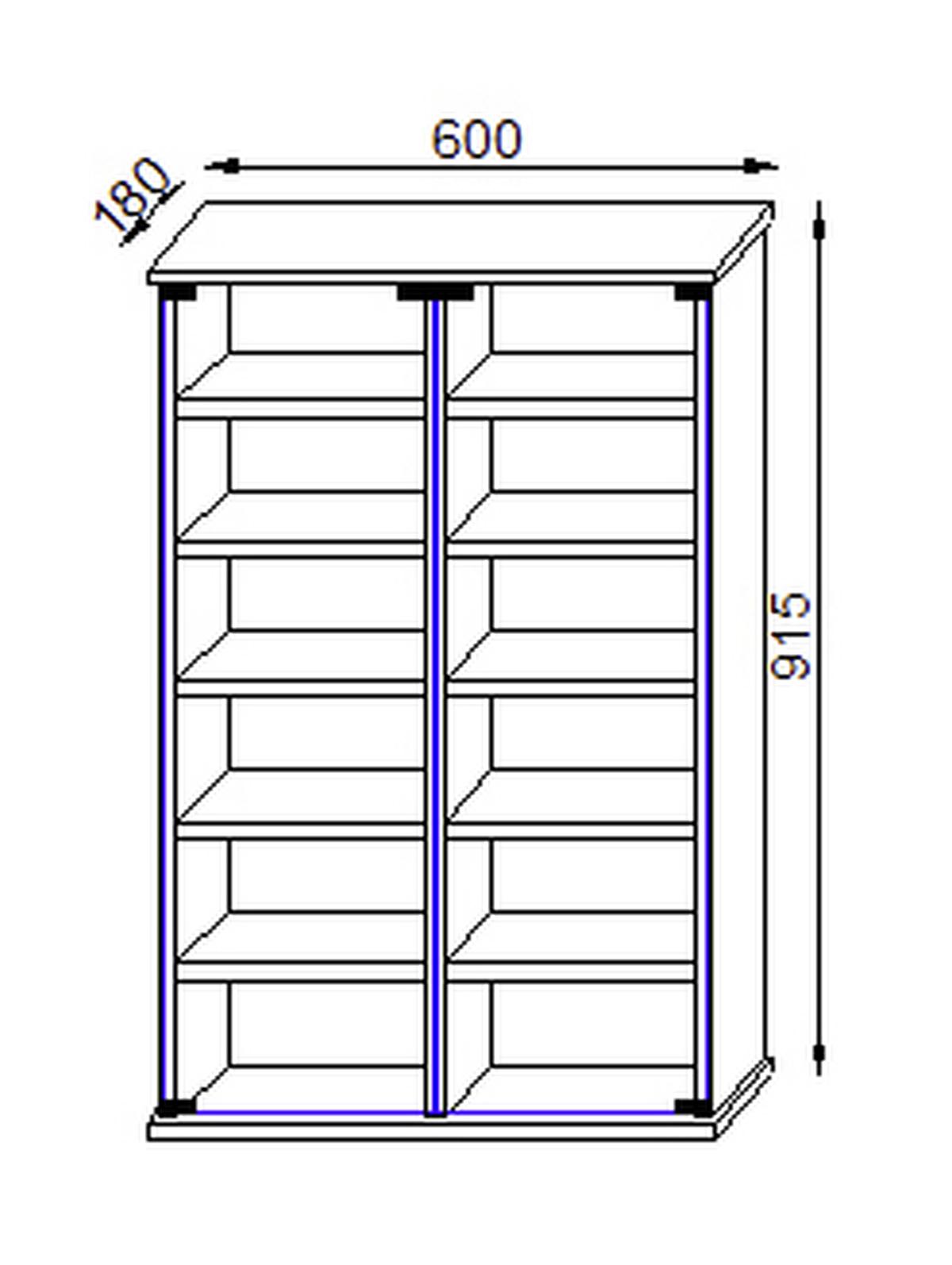 CD Regal mit Glastüren Roma 60 cm Buche Dekor - Buchefarben, KONVENTIONELL, Glas/Holzwerkstoff (60/91,5/18cm) - MID.YOU