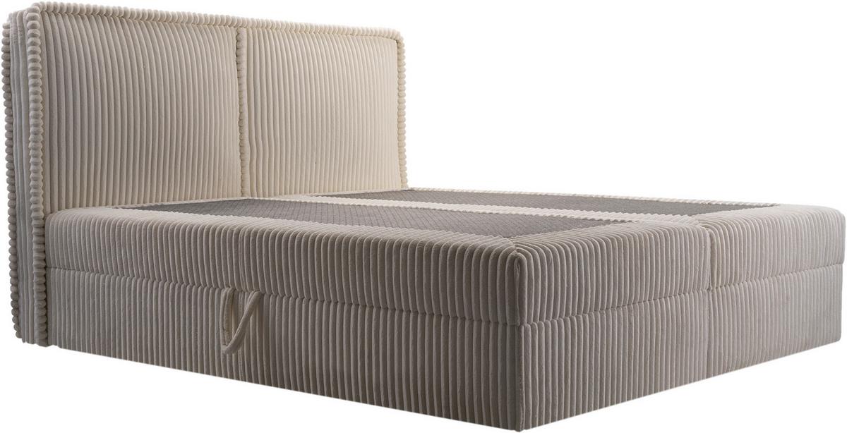 Boxbett Barcelona Lf: 180x200 Beigebraun - Beigebraun/Schwarz, MODERN, Holz/Kunststoff (180/200cm) - MID.YOU