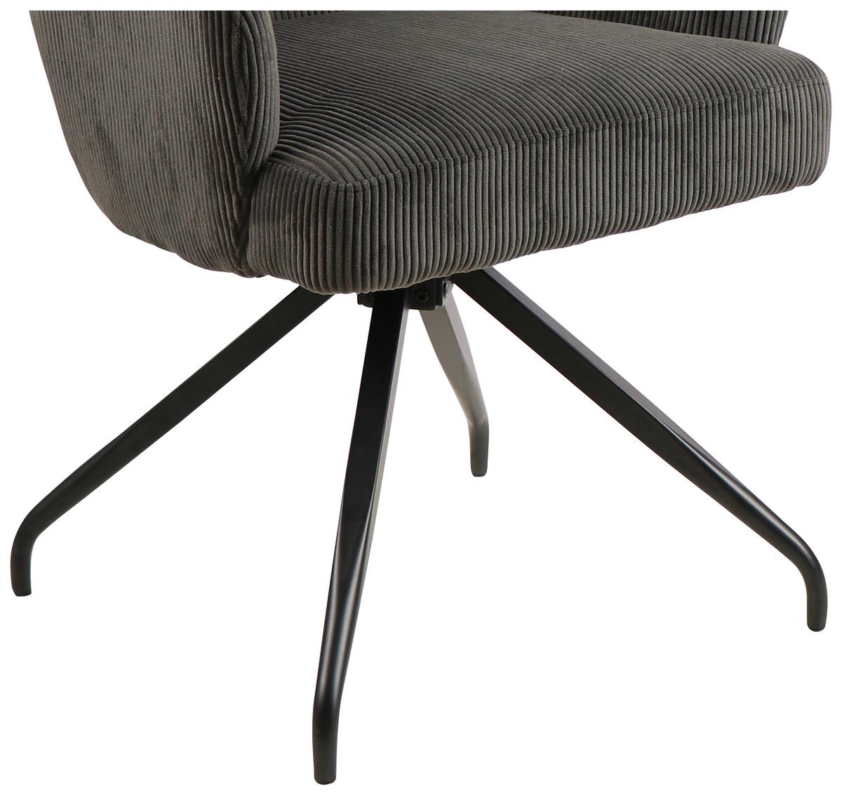 Armlehnstuhl-Set 2er Jeanette Kord Grau Beine: Holz Schwarz - Schwarz/Grau, MODERN, Holz/Textil (57/86/65cm) - MID.YOU