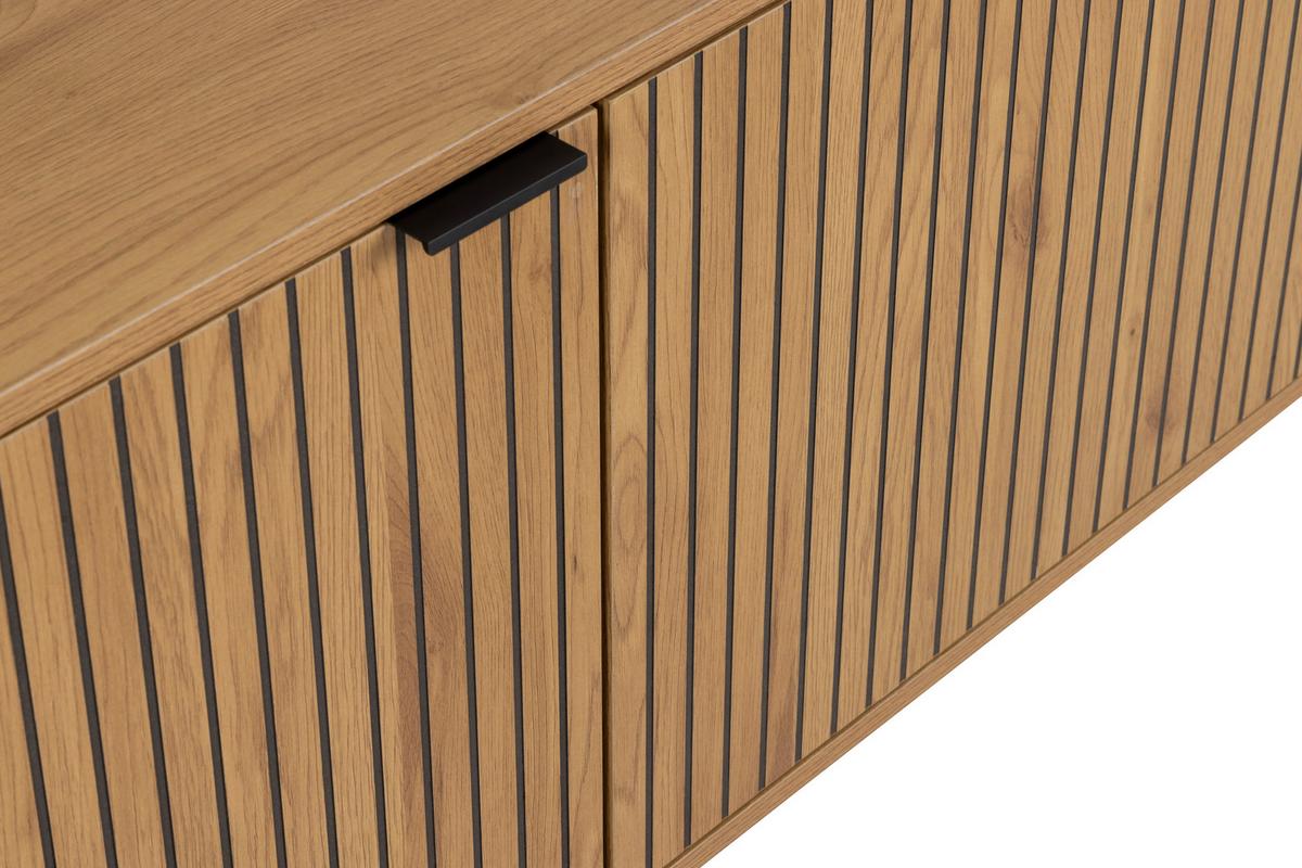 Široká komoda Jaipur š: 180 cm - čierna/farba duba, Design, kov/kompozitné drevo (180/70/40cm)