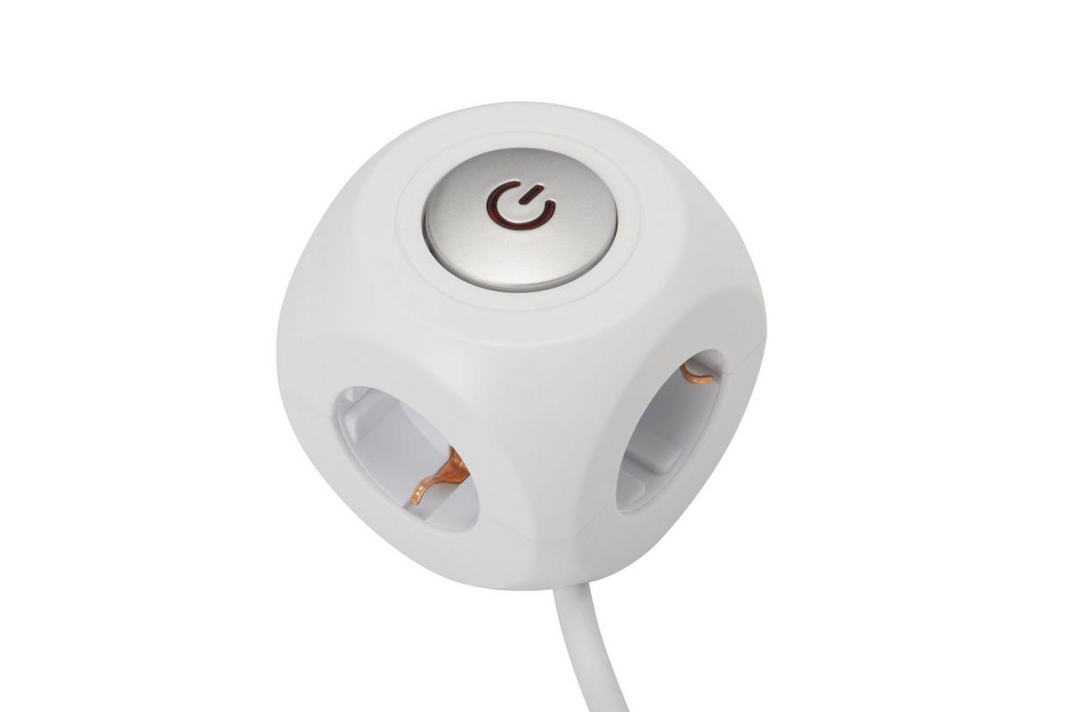 Multistecker Nua - Weiß, KONVENTIONELL, Kunststoff/Metall (7,9/7,9/8cm) - Ondega