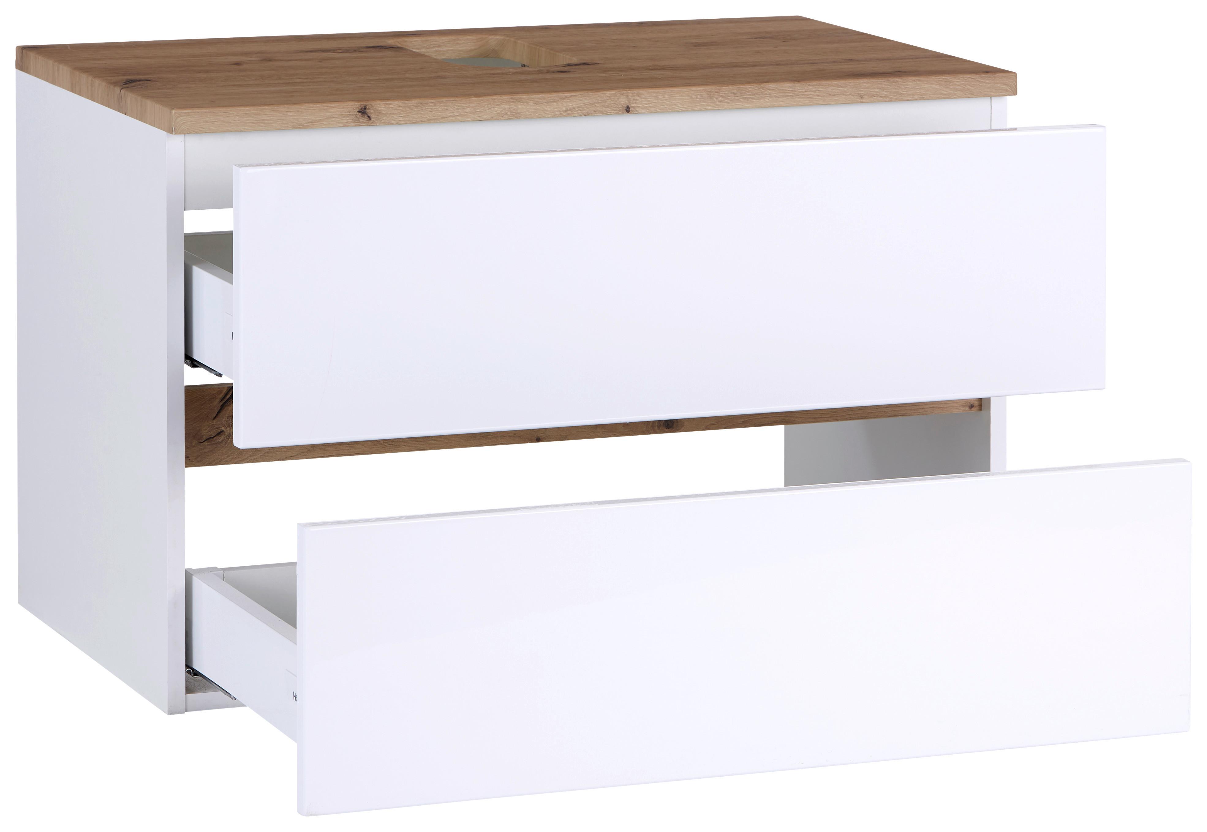 Waschbecken Mit Unterschrank Marbella B: 80 Cm Weiß - Weiß, MODERN, Keramik/Holzwerkstoff (80/64,5/47cm)