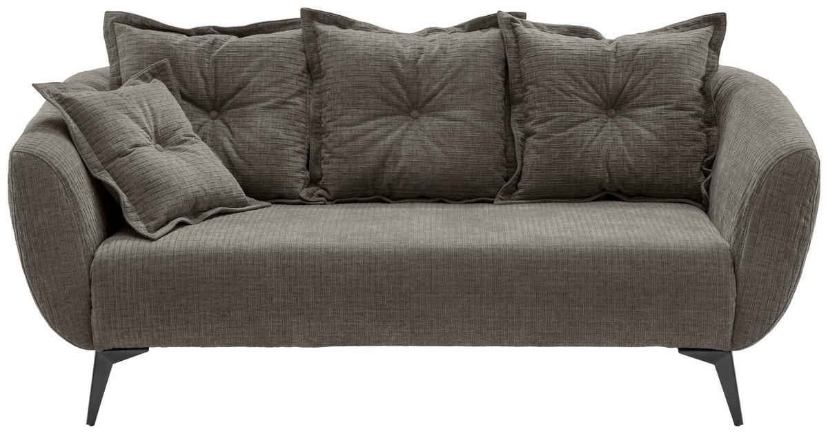 2,5-Sitzer Baggio Graubraun B: 196 cm - Graubraun/Schwarz, MODERN, Textil (196/94/103cm) - Livetastic