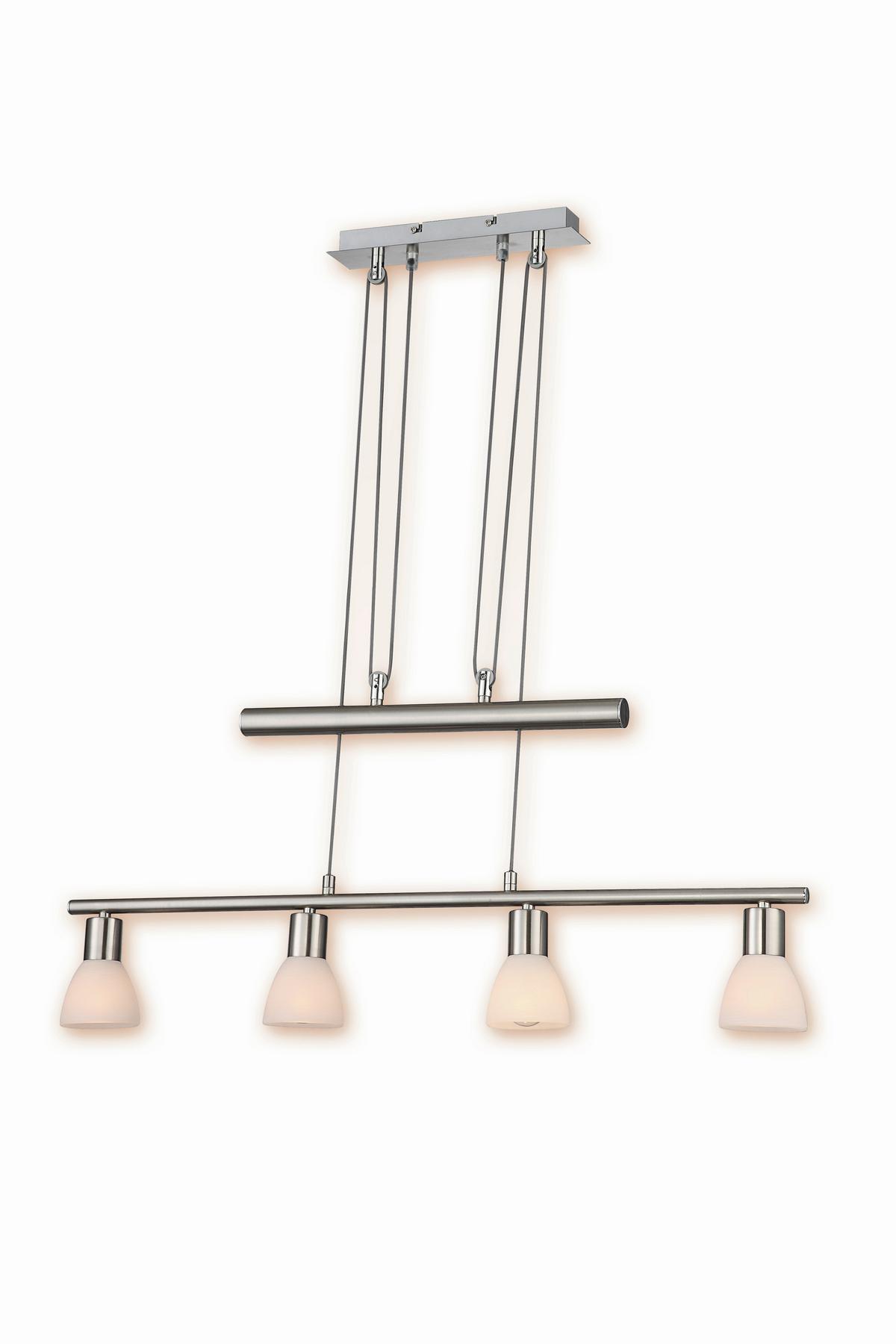 Hängleuchte Aurelio H: 160 cm 4-Flammig höhenverstellbar - Weiß/Nickelfarben, KONVENTIONELL, Glas/Metall (80/10/160cm) - James Wood