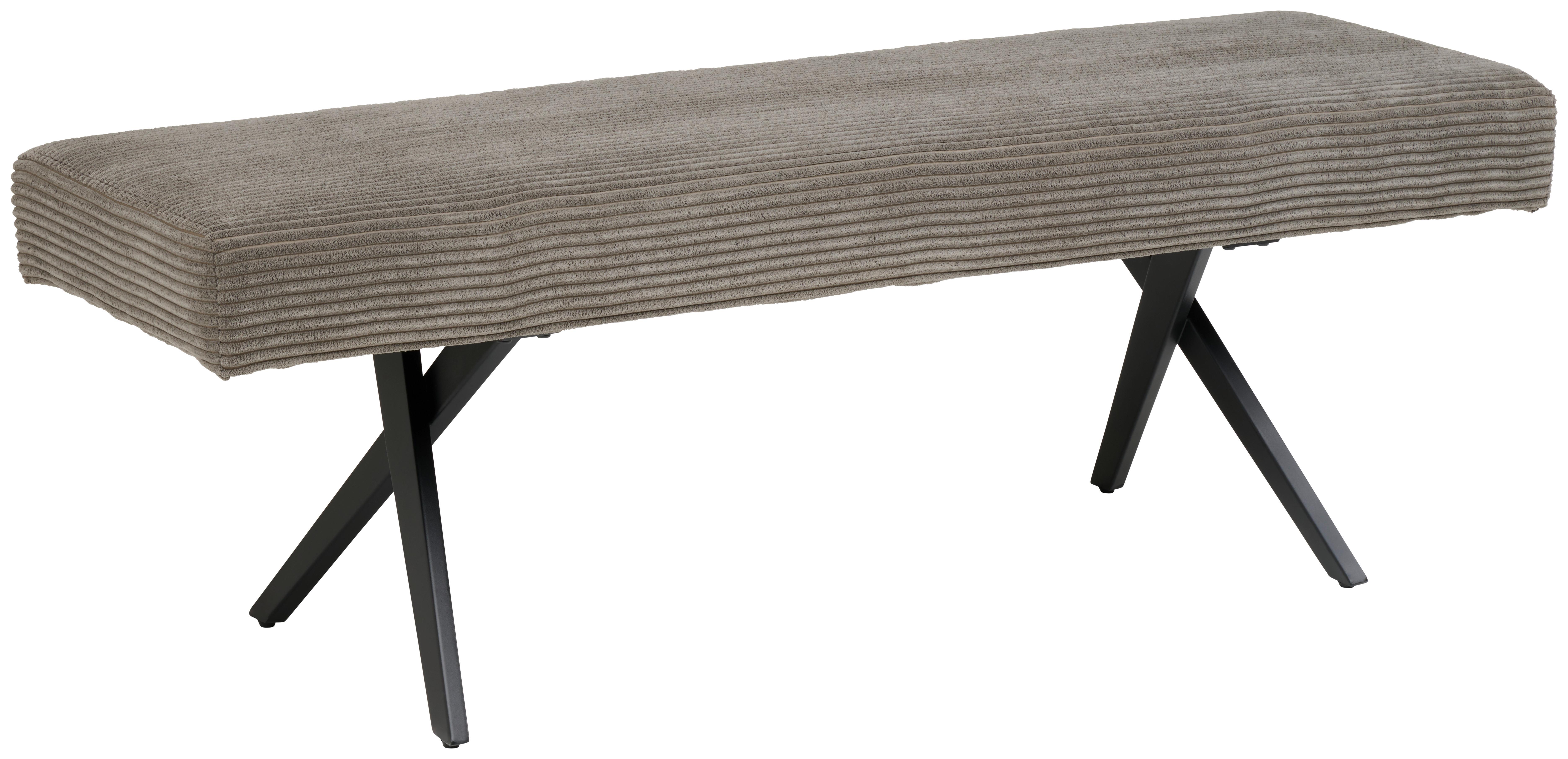 Sitzbank Ohne Lehne Cord Dunkelgrau, B: 140 Cm - Dunkelgrau/Schwarz, KONVENTIONELL, Textil/Metall (140/49/47cm) - MID.YOU