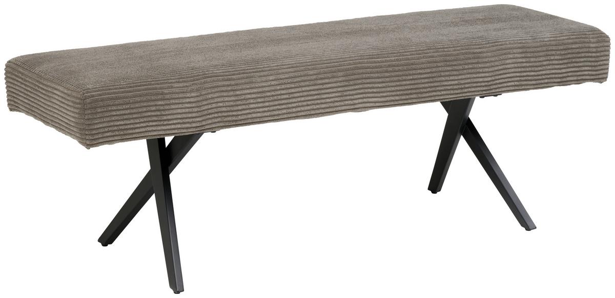 Sitzbank ohne Lehne Cord Dunkelgrau, B: 140 cm - Dunkelgrau/Schwarz, KONVENTIONELL, Textil/Metall (140/49/47cm) - MID.YOU