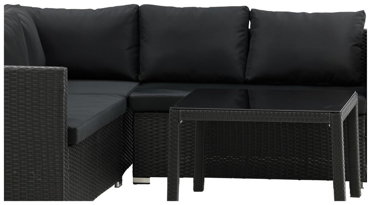 Loungegarnitur Kuba - Schwarz, KONVENTIONELL, Glas/Kunststoff - Gardenson