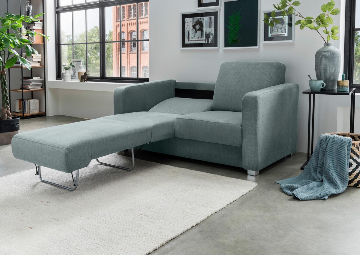 Schlafsofa Mia, Mintgrün B: 159 Cm - Chromfarben/Mintgrün, Basics, Textil (159/88/87cm) - Livetastic