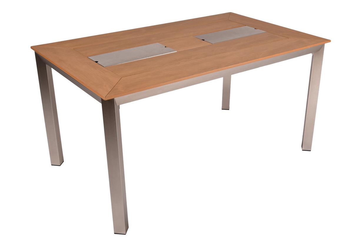 Gartentisch Florence - Champagner/Grau, Basics, Kunststoff/Metall (150/70/75cm) - Gardenson