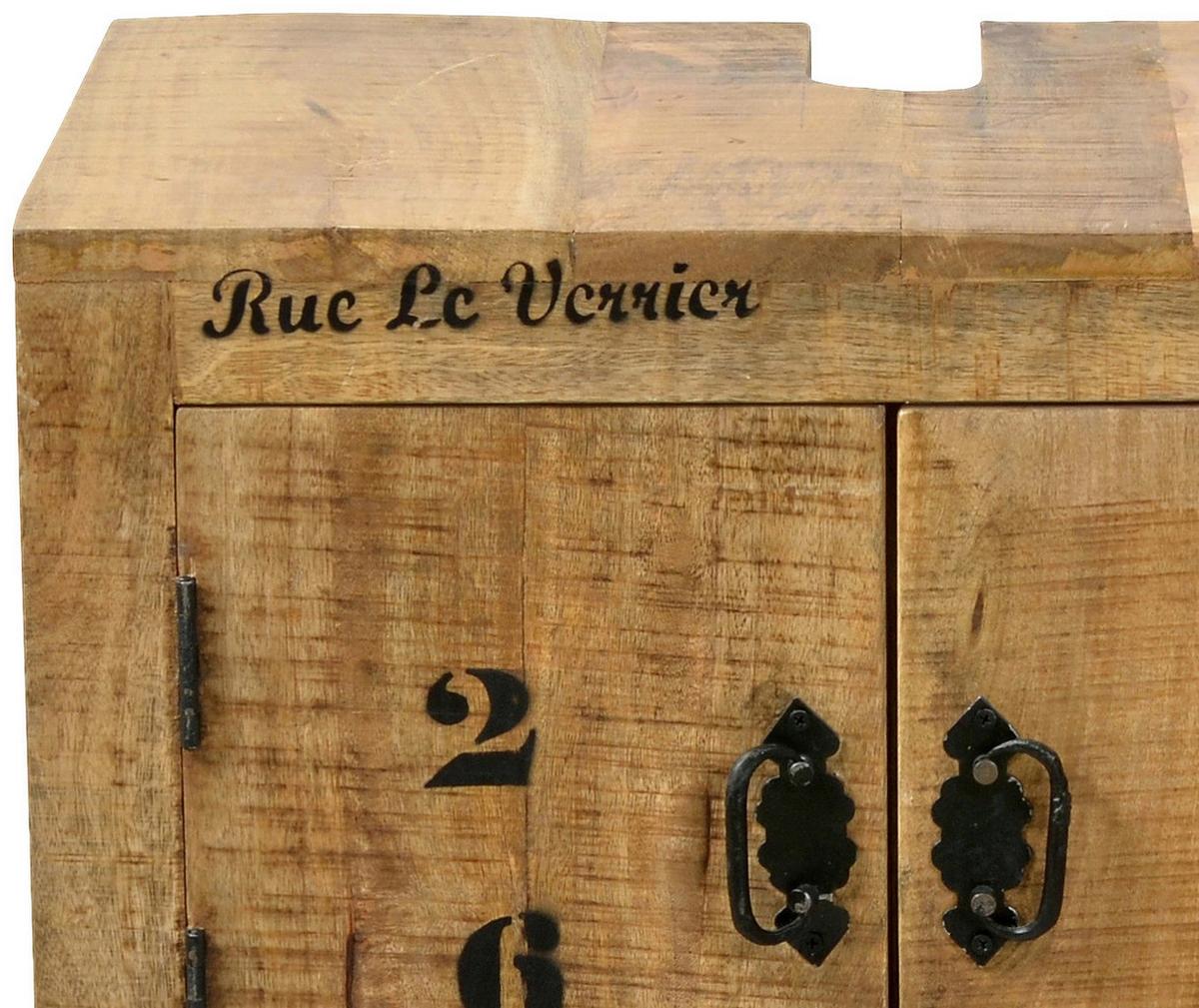 Unterschrank Echtholz Brion B: 66 Cm, Mangoholz - Schwarz/Naturfarben, Basics, Holz (66/61/43cm) - MID.YOU
