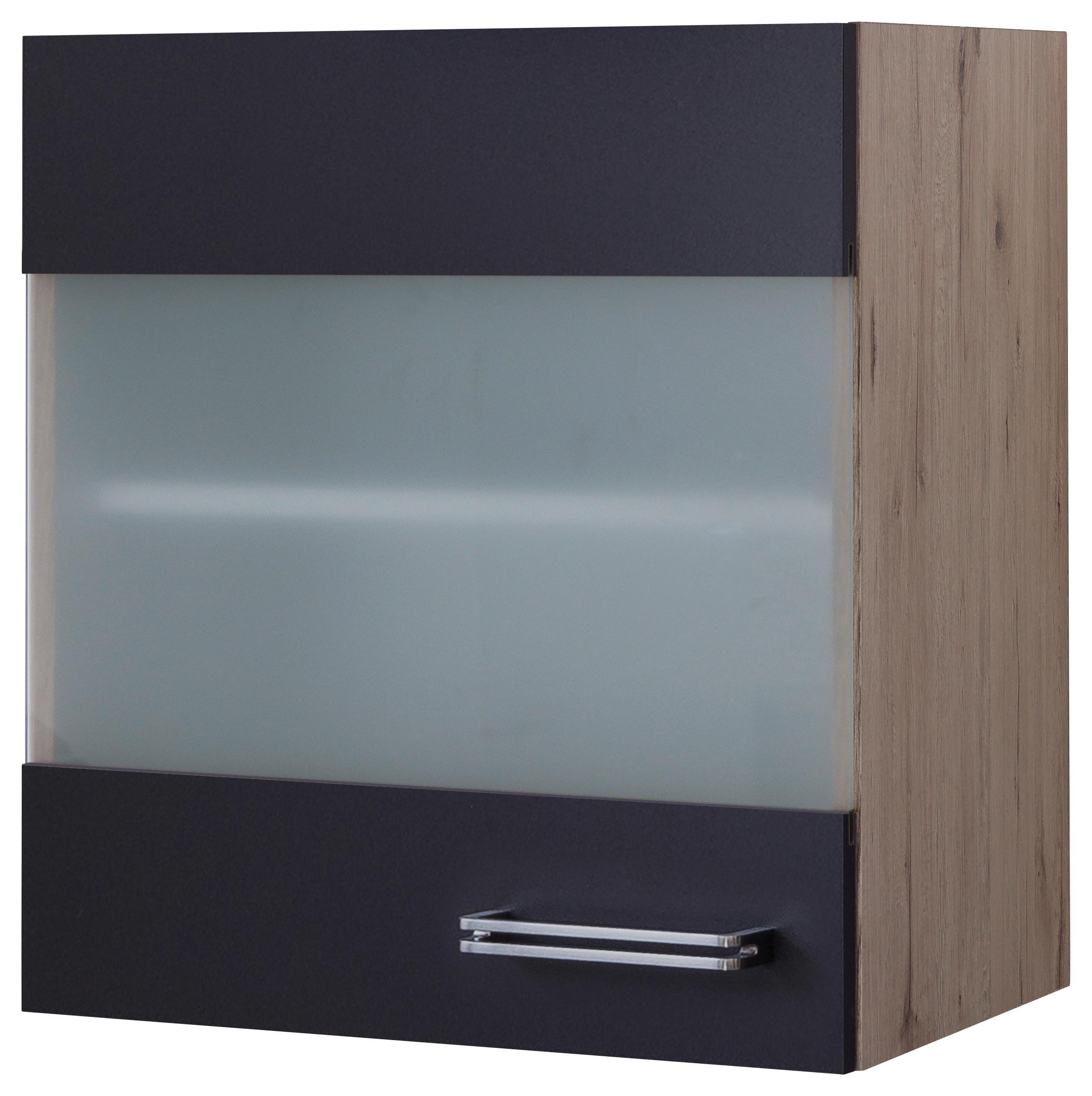 KUCHYŇSKÁ HORNÍ SKŘÍŇKA MILANO - barvy dubu/antracitová, Moderní, kov/kompozitní dřevo (50/54/32cm)