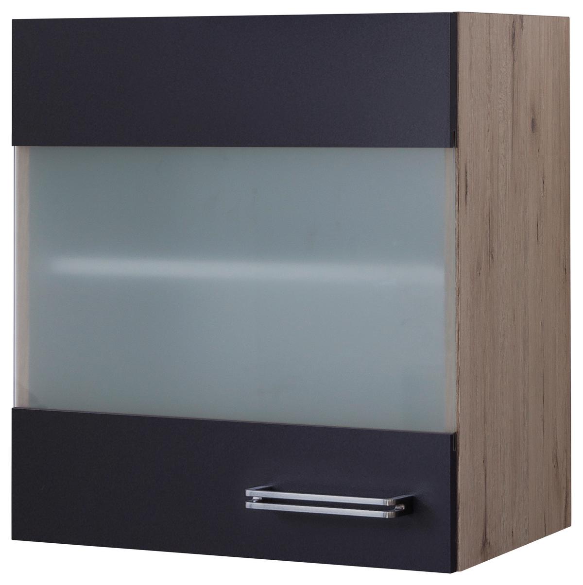 KUCHYŇSKÁ HORNÍ SKŘÍŇKA MILANO - barvy dubu/antracitová, Moderní, kov/kompozitní dřevo (50/54/32cm)