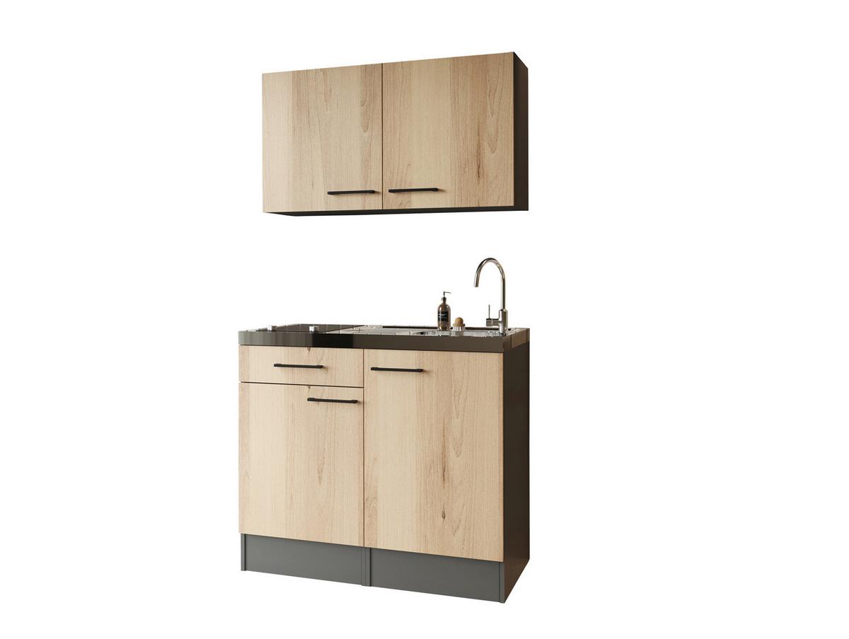 MINIKÜCHE Oliver, Grau Artisan B: 100 cm - Eiche Artisan/Grau, Trend, Holzwerkstoff (100cm) - Respekta