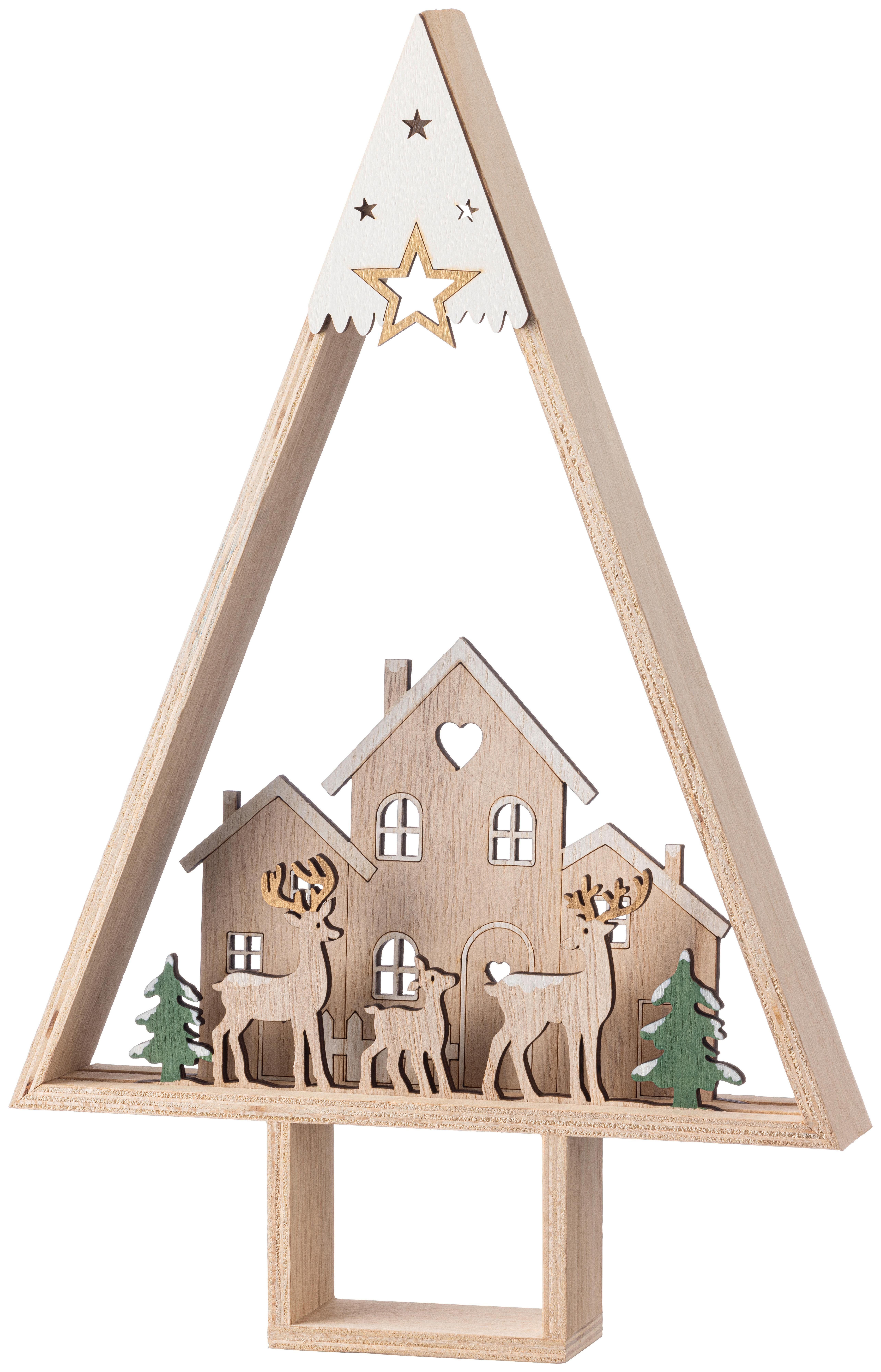 DEKOWEIHNACHTSBAUM OTHMAR -PAZ- - Naturfarben/Weiß, KONVENTIONELL, Holzwerkstoff (22,5/4/35cm) - Luca Bessoni