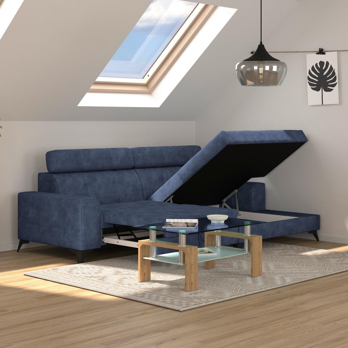 Wohnlandschaft Florida Mit Schlaffunktion Petrol - Petrol/Schwarz, MODERN, Holz/Holzwerkstoff (275/92/175cm)