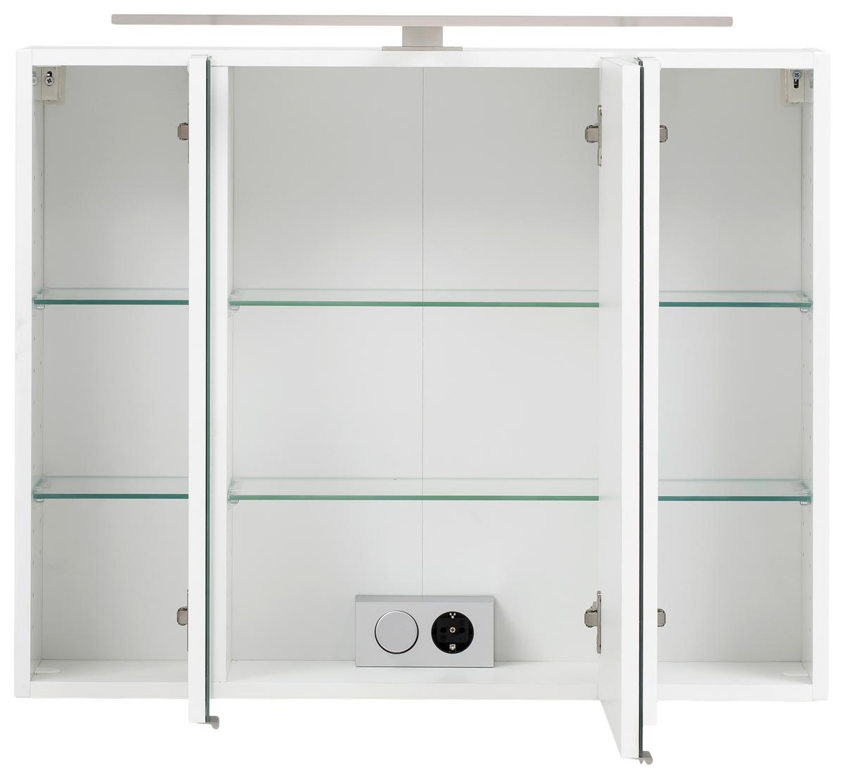 Badmöbel-Set 3-Tlg. Stockholm B: 110 cm Weiß - Weiß, KONVENTIONELL, Glas/Holzwerkstoff (110cm) - Held