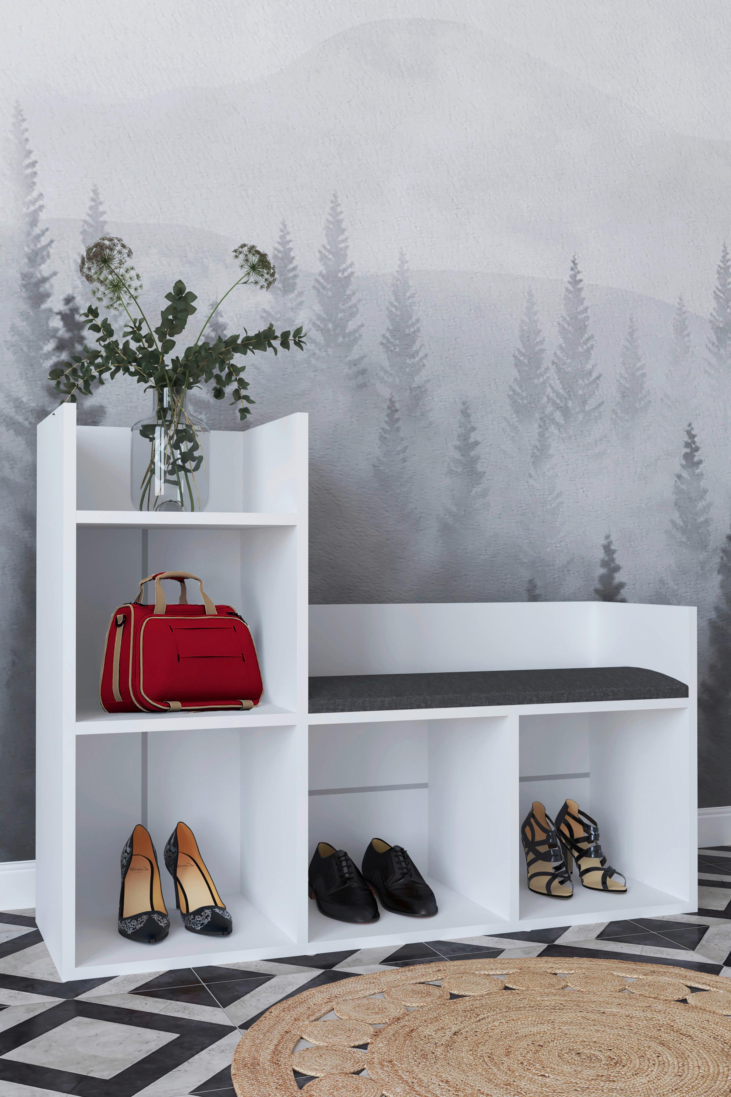 Schuhbank Weiß, 108 cm - Weiß, Design, Holzwerkstoff/Kunststoff (108/88/34cm) - MID.YOU