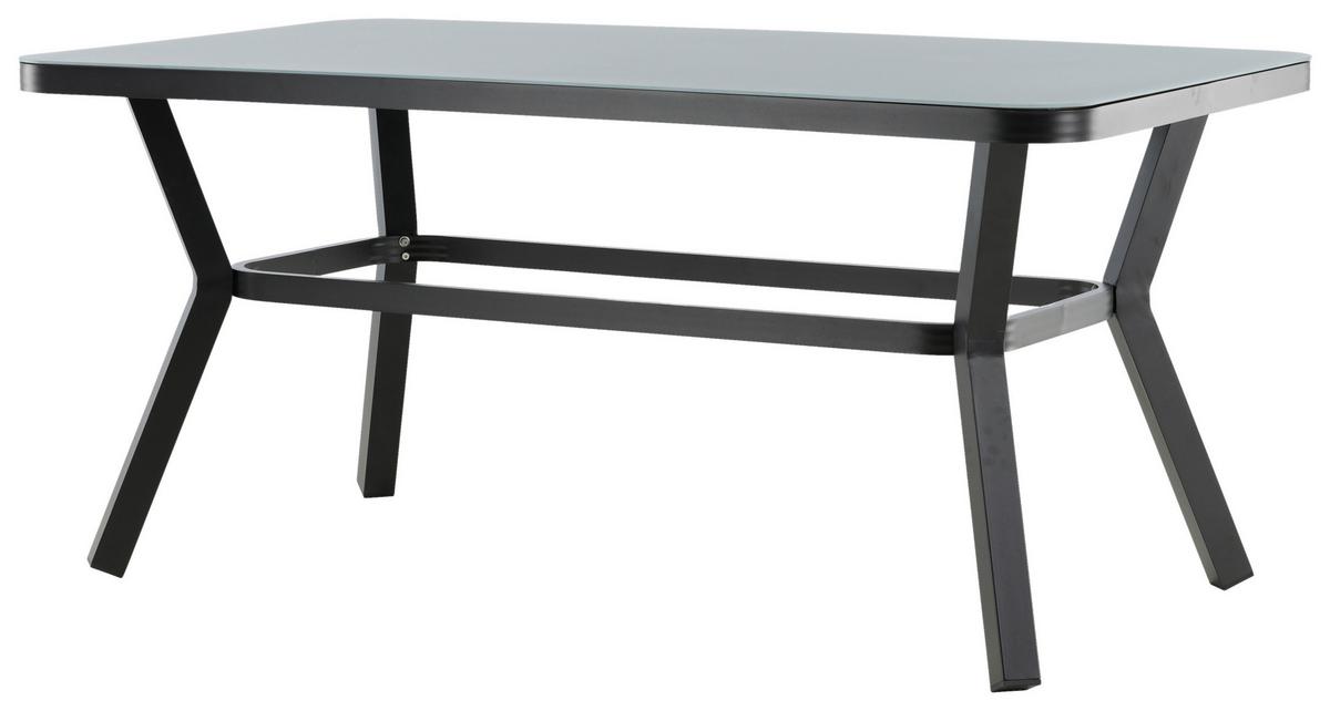 Gartentisch Virya - Schwarz/Grau, KONVENTIONELL, Glas/Metall (160/90/74cm) - Gardenson