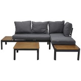 Loungegarnitur Male II 3-teilig inkl. Sitzkissen - Grau/Teakfarben, Design, Textil/Metall - Luca Bessoni