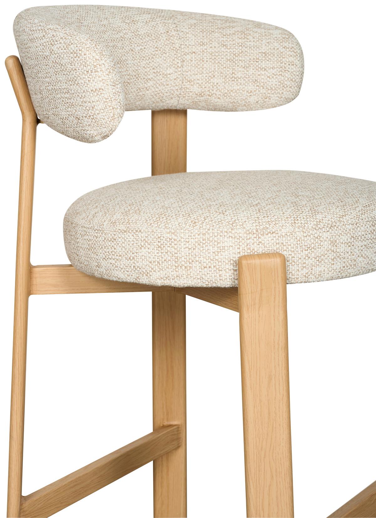 Barhocker Bilbao Eichefarben/Beige B: 52 cm - Eichefarben/Beige, MODERN, Textil/Metall (52/90,5/53,5cm) - Livetastic