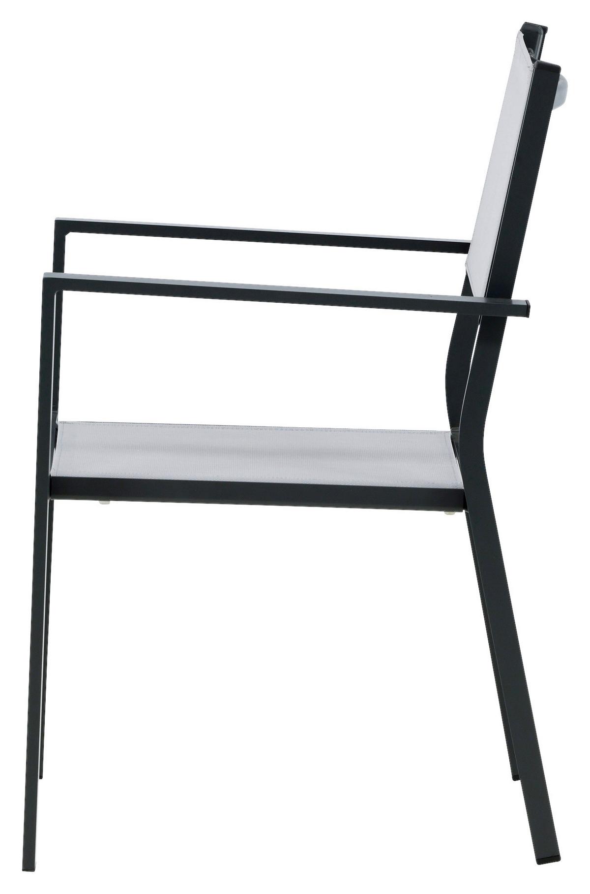 Gartensessel Stapelbar Copacabana Aluminium - Schwarz/Grau, KONVENTIONELL, Textil/Metall (56,5/88/61cm) - Gardenson