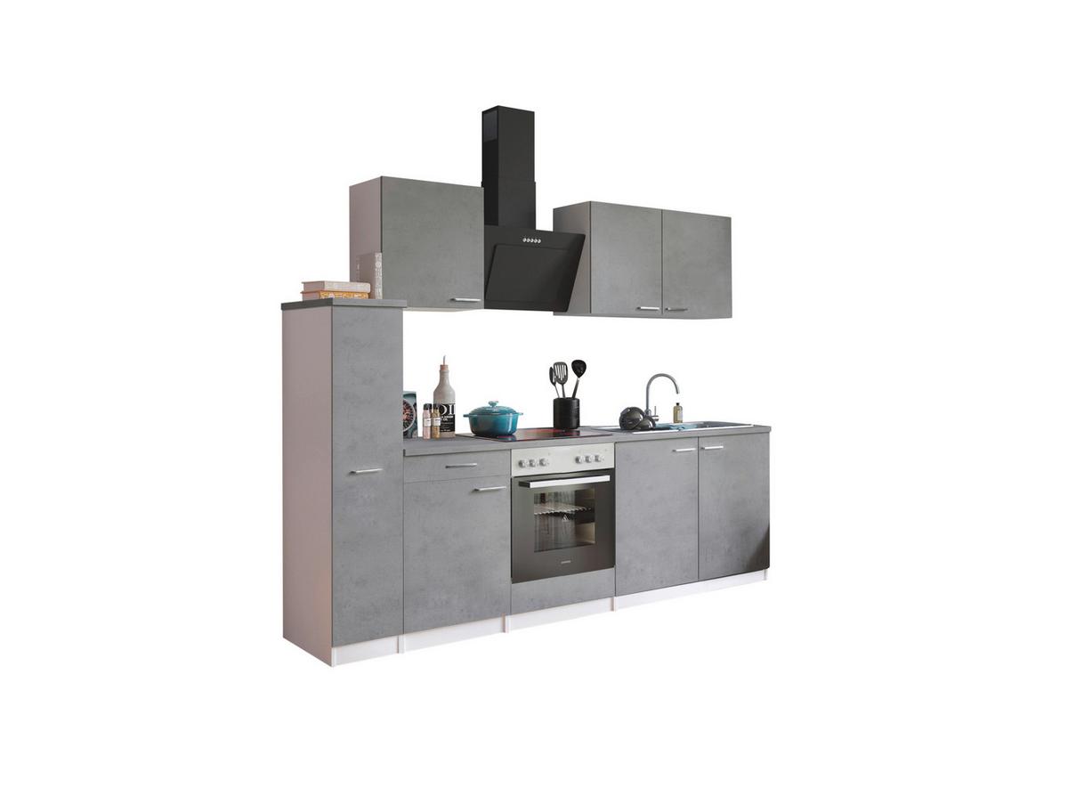 Küchenblock Malia B: 240 Cm Grau, Mit Geräte - Weiß/Grau, Basics, Holzwerkstoff (240cm) - Respekta