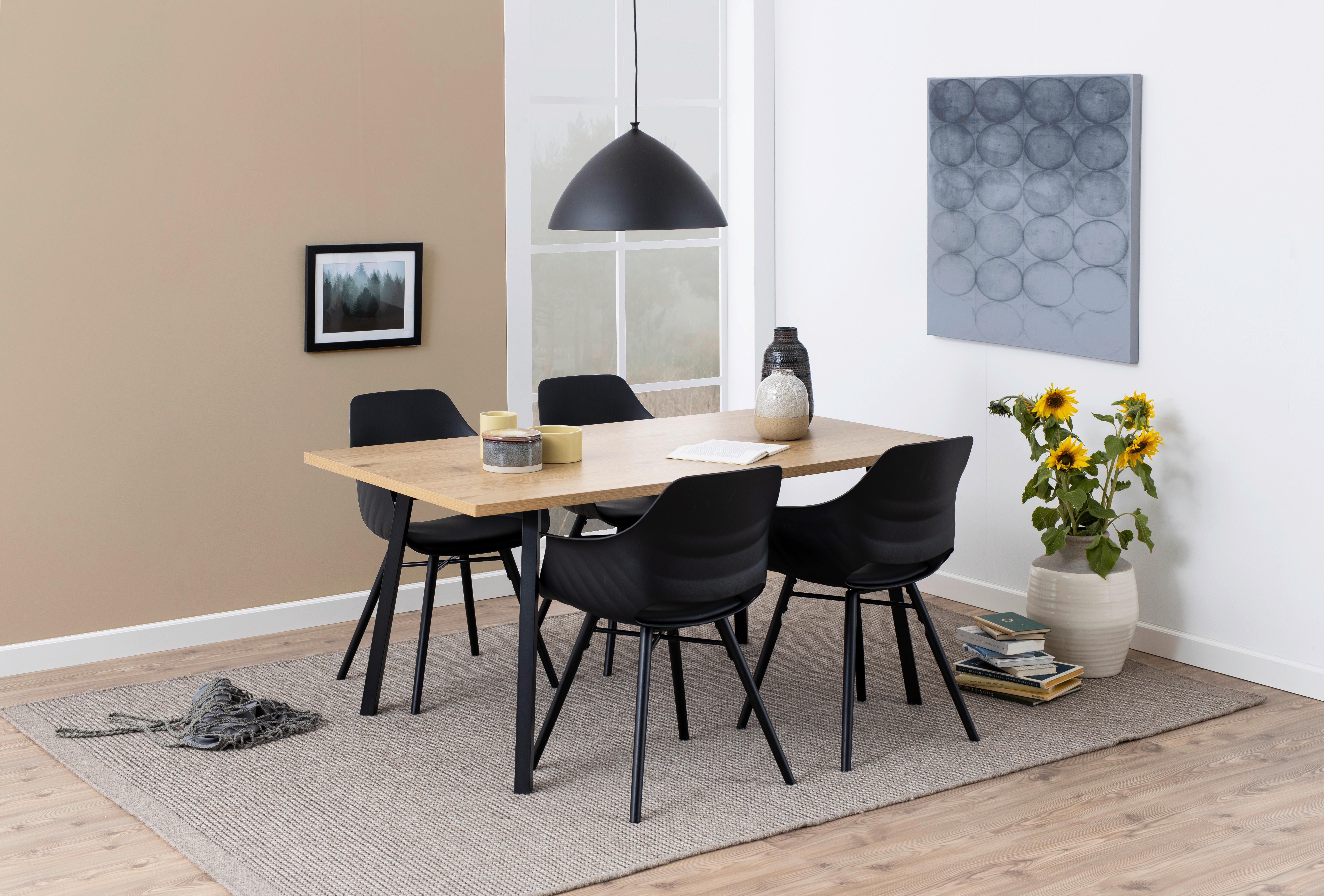 Esstisch  Cenny 160x90x75 cm Schwarz - Eichefarben/Schwarz, KONVENTIONELL, Holzwerkstoff/Metall (160/90/75cm) - MID.YOU