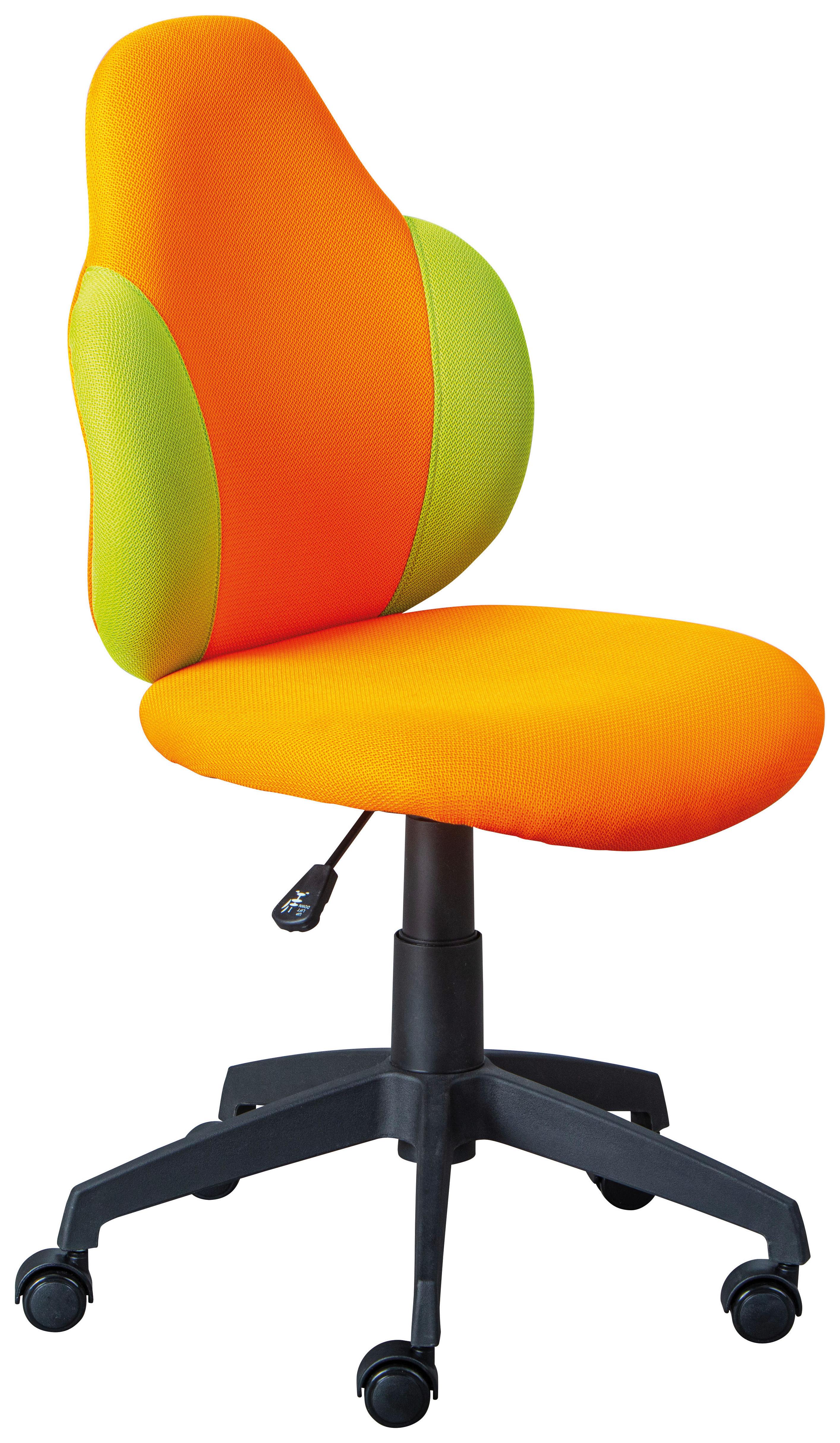 Jugenddrehstuhl Jessi mit Rollen Grün/Orange - Schwarz/Orange, Basics, Kunststoff/Textil (52/94(103)/56cm) - MID.YOU