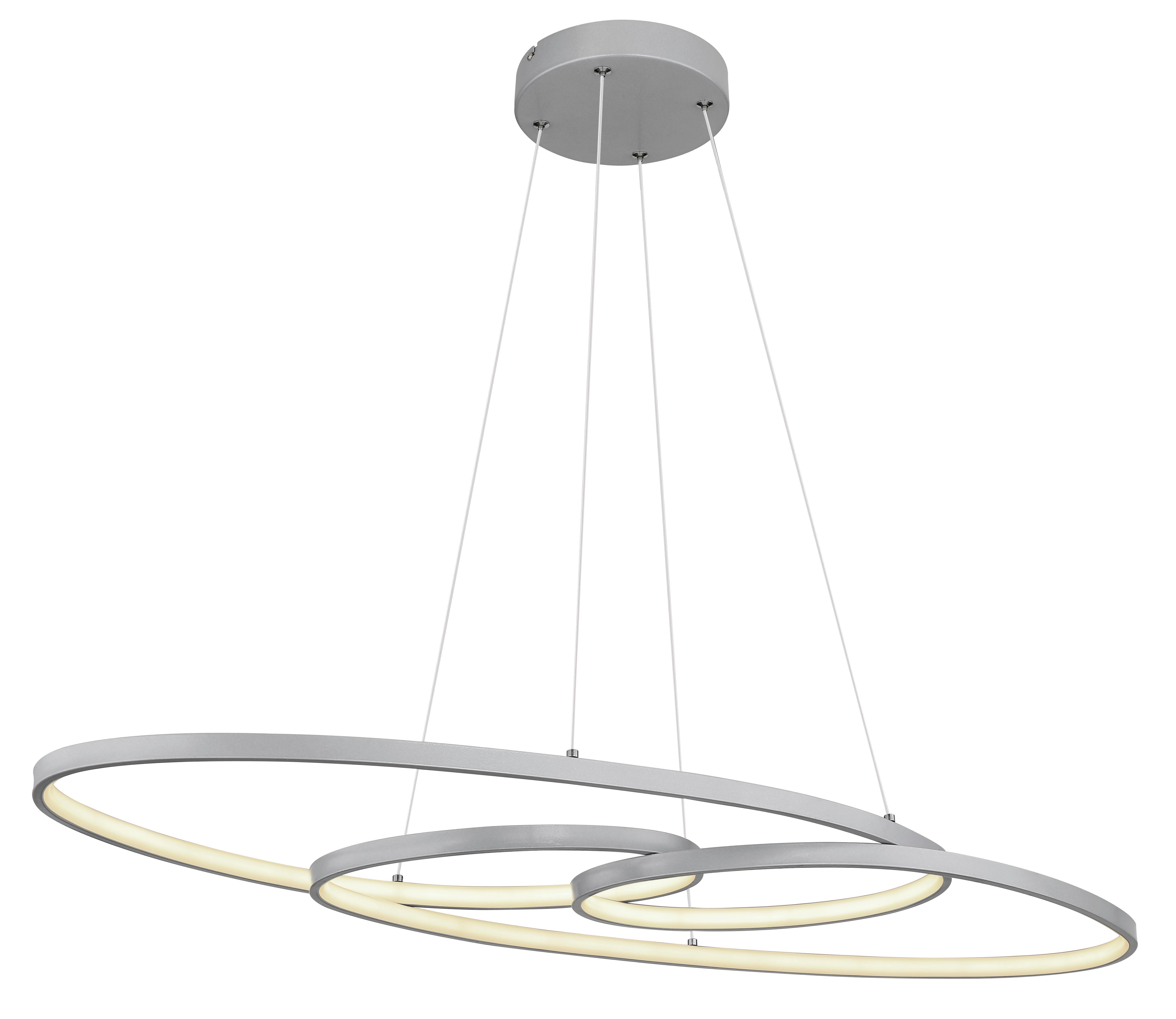 LED-Hängeleuchte 67177-40n - Silberfarben/Opal, Design, Kunststoff/Metall (100/36/120cm) - Globo