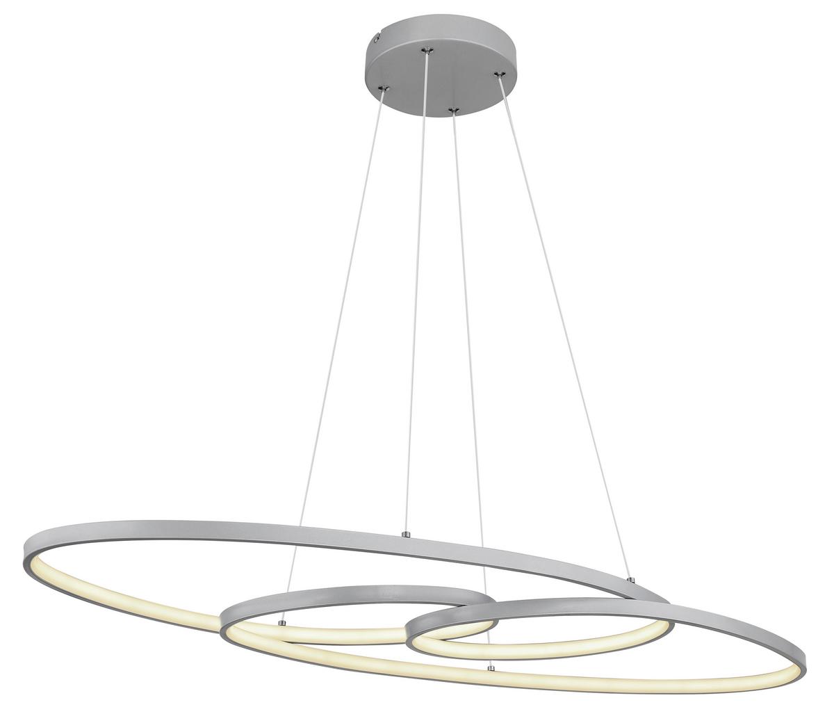 LED-Hängeleuchte 67177-40n - Silberfarben/Opal, Design, Kunststoff/Metall (100/36/120cm) - Globo