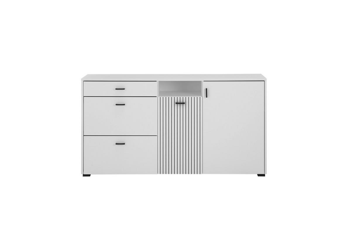 Sideboard Hudson Schwarz/Weiß B: 150 cm - Schwarz/Weiß, Design, Holzwerkstoff (150/80/42cm) - MID.YOU